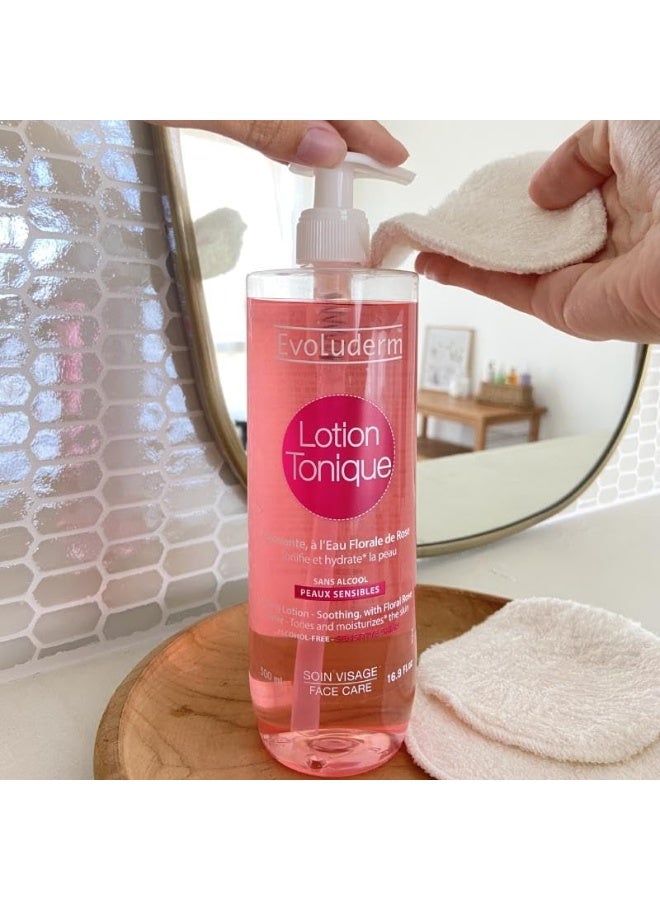 Evoluderm Toning Lotion Soothing With Floral Rose Water Sensitive Skin Soothes & Moisturizes Alcohol Free 500 ML - Image 2